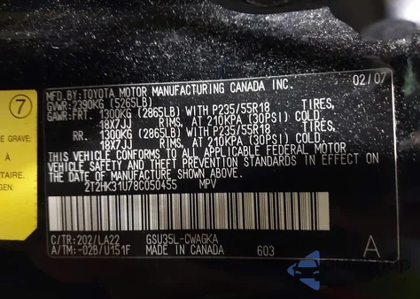 2008 Lexus Rx 350 z USA, uszkodzony, nr VIN 2T2HK31U78C050455